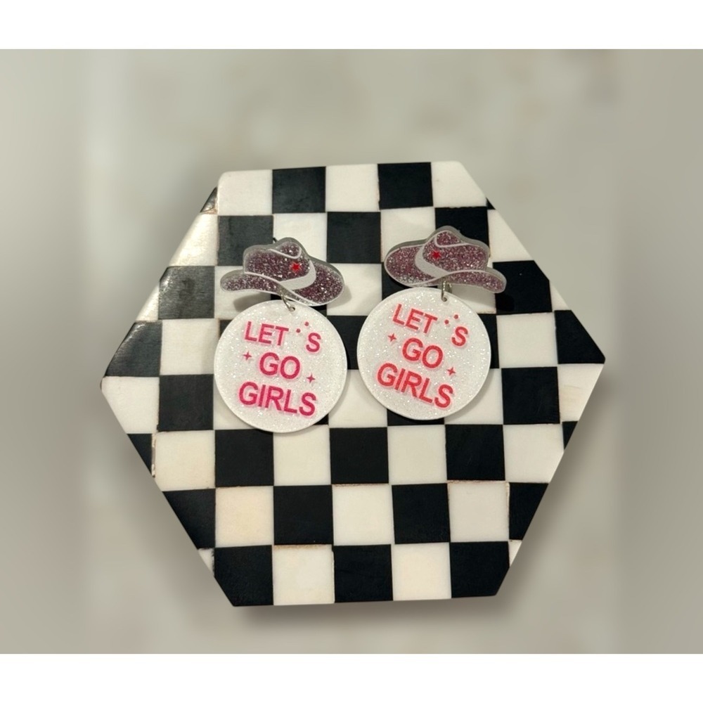 Let's Go Girls Earrings‎ Cowboy Hat Cowgirl Western Fun PartyBridal Wedding